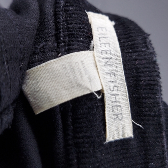 Eileen Fisher Corduroy Pants Women 10 Black Straight Slim Pocket Button Zip Jean - Picture 6 of 7